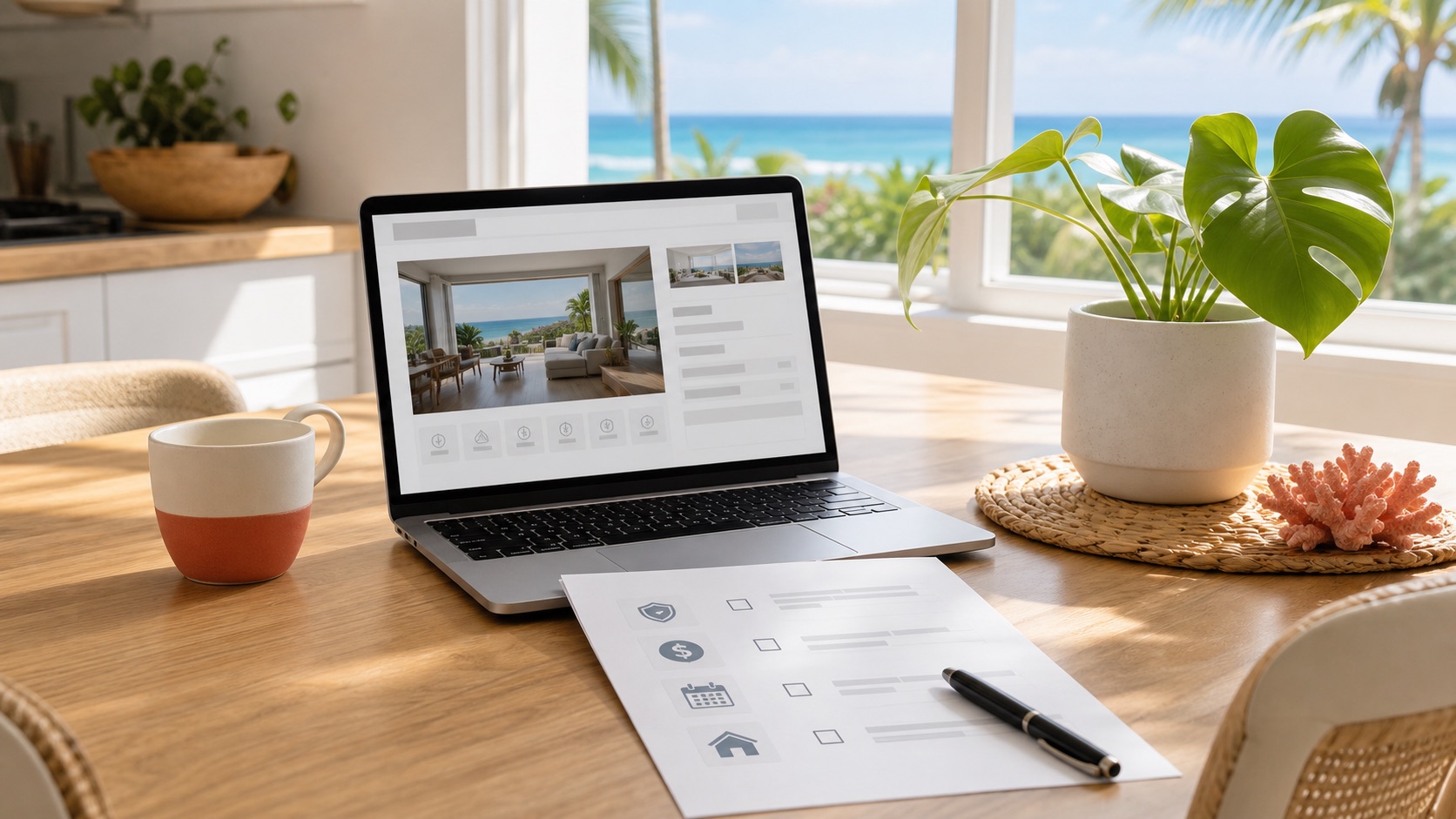 Vacation rental booking checklist on a table